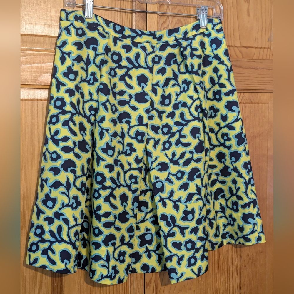 Draper James 6‎ Skirt Vidalia Vine Blue Yellow 100% Silk